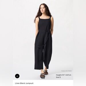 Uniqlo Black Linen Blend Jumpsuit